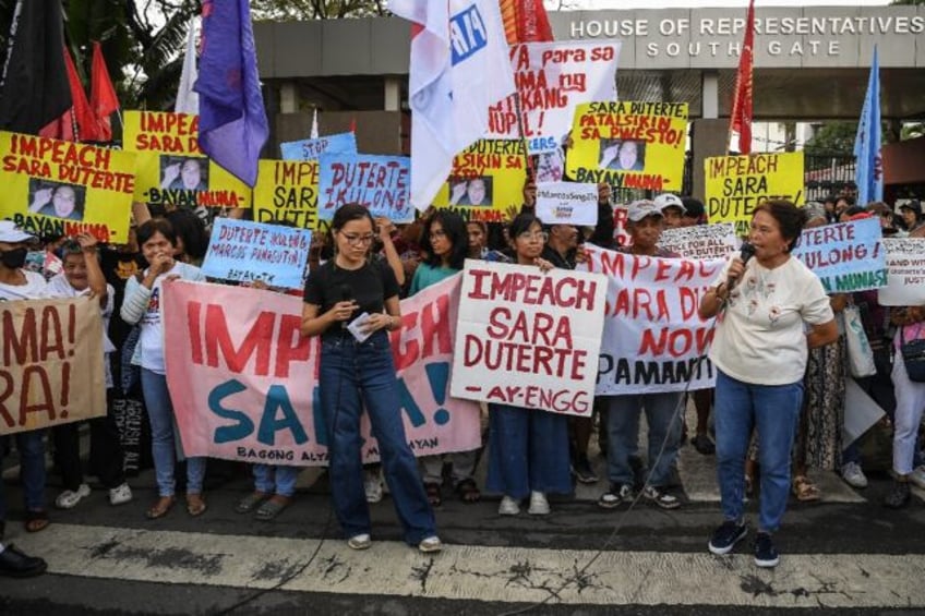 Protesters call for the impeachment of Philippine Vice-President Sara Duterte