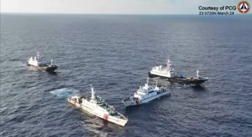 The Philippines said the China Coast Guard blocked a Filipino supply vessel and damaged it