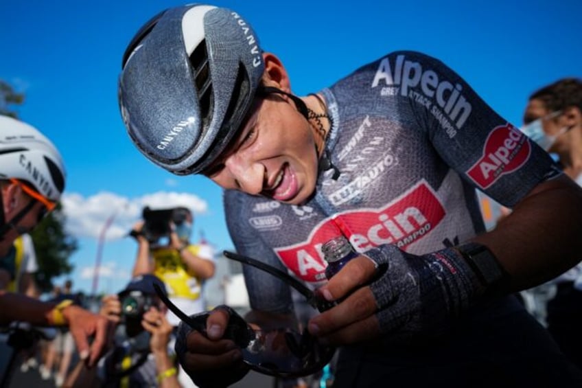 Alpecin-Deceuninck team's Belgian rider Jasper Philipsen won his third stage on this year'