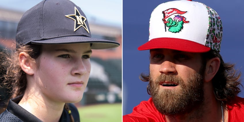 phillies bryce harper meets only female player in little league world series im really happy for you