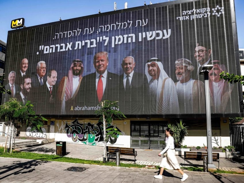photo billboard in israel shows trump uniting middle east
