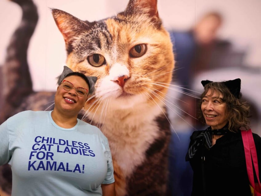 photos childless cat ladies for kamala campaign against jd vance in california