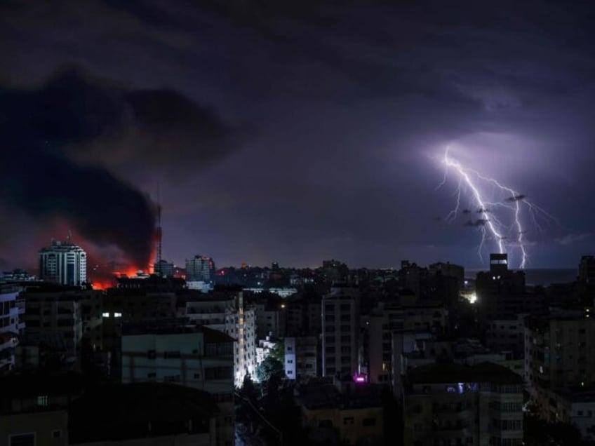 photos lightning strikes over gaza as israel attacks hamas