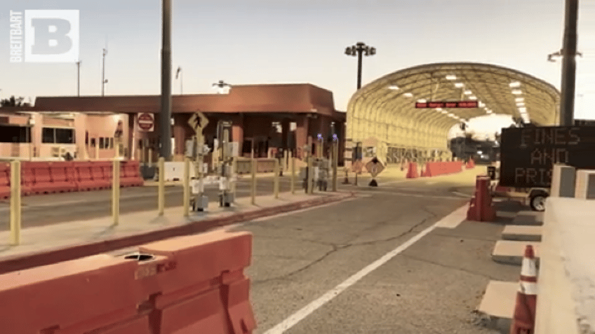 Video screenshot of shuttered Lukeville Port of Entry. (Randy Clark/Breitbart Texas)