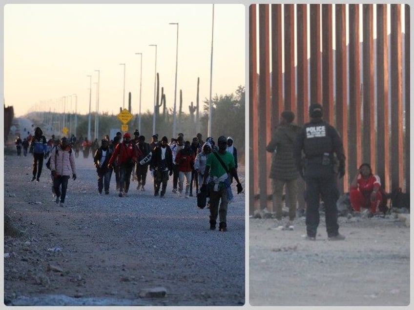 Migrants find CBP Officers in Lukeville, Arizona, instead of Border Patrol agents. (Randy Clark/Breitbart Texas)