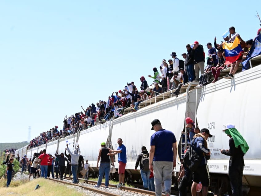 photos migrants using trains to reach mexican border city