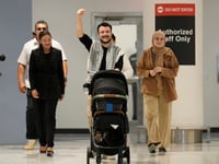 Photos of Palestinian activist Mahmoud Khalil after 104 days in US custody