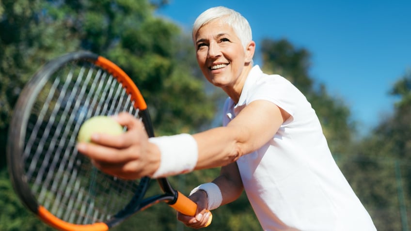 Senior woman pickleball