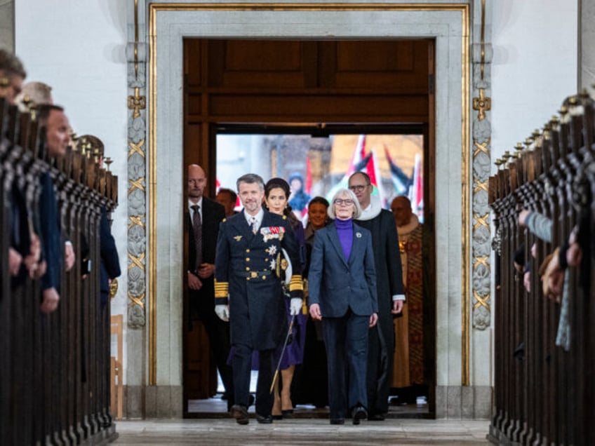 AARHUS, DENMARK - JANUARY 21: King Frederik X and Queen Mary participates in a celebratory church service at Aarhus Cathedral at Aarhus Cathedral on January 21, 2024 in Aarhus, Denmark. King Frederik X is succeeding Queen Margrethe II, who has stepped down after reigning for 51 years. (Photo by Martin …