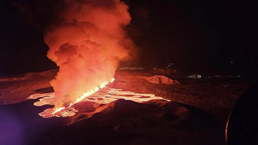 pictures icelandic volcano erupts again spa evacuated with more activity likely to follow