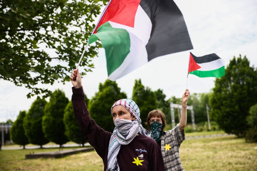 pictures palestine protesters disrupt memorial ceremony at auschwitz