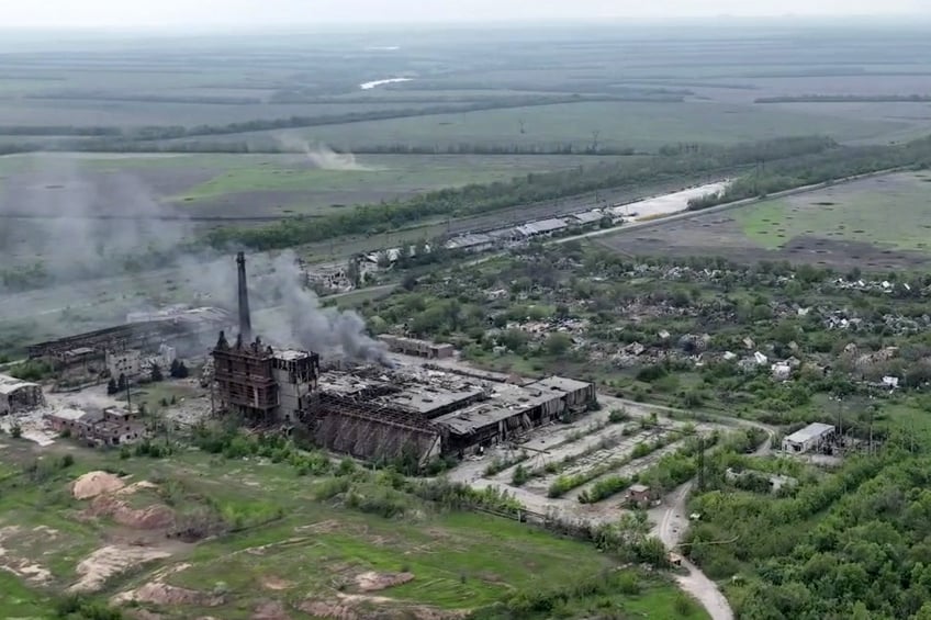 This drone footage obtained by The Associated Press shows the village of Ocheretyne, a target for Russian forces in the Donetsk region of eastern Ukraine. Ukraine’s military has acknowledged the Russians have gained a “foothold” in Ocheretyne, which had a population of about 3,000 before the war, but say fighting continues. No people could be seen in the footage, and no building in Ocheretyne appeared to have been left untouched by the fighting. (Kherson/Green via AP)