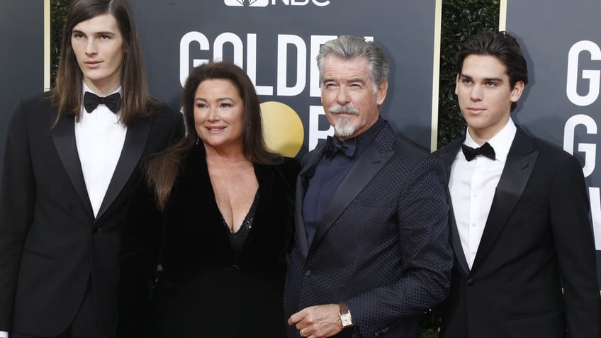 Pierce Brosnan with his wife and two youngest sons