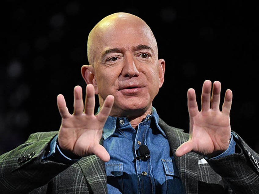 Amazon Founder and CEO Jeff Bezos addresses the audience during a keynote session at the Amazon Re:MARS conference on robotics and artificial intelligence at the Aria Hotel in Las Vegas, Nevada on June 6, 2019. (Photo by Mark RALSTON / AFP) (Photo by MARK RALSTON/AFP via Getty Images)