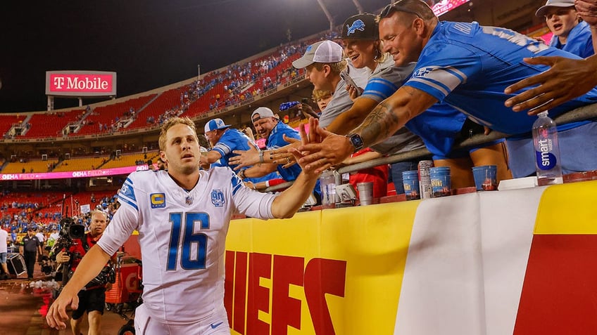 Jared Goff greets Lions fans