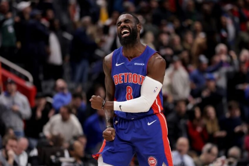 Detroit's Tim Hardaway Jr. celebrates an overtime three-pointer in the Pistons' narrow NBA