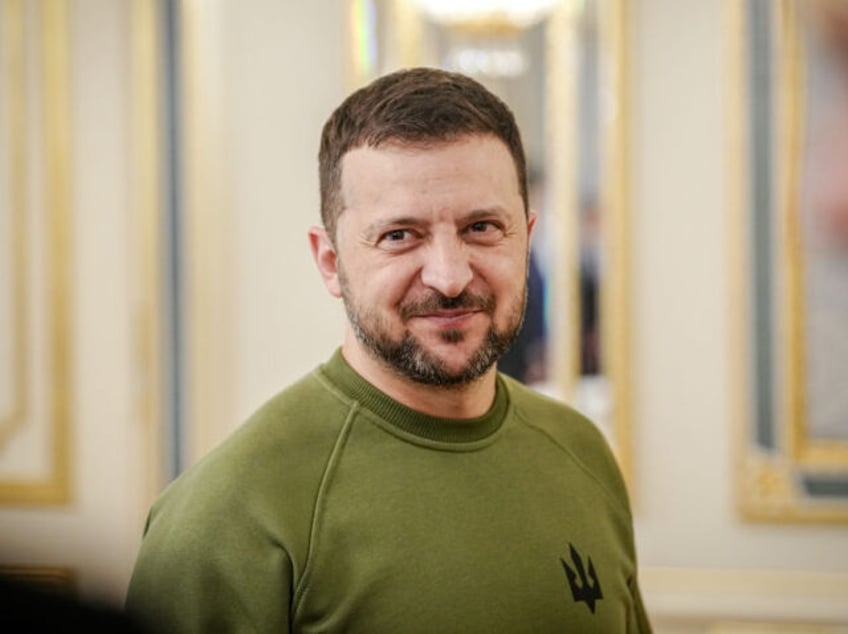 18 April 2024, Ukraine, Kiew: Volodymyr Zelenskyi, President of Ukraine, receives Habeck,