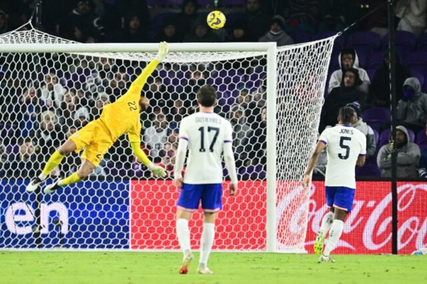 USA goalkeeper Zack Steffen makes a diving save in Wednesday 3-0 win over Costa Rica