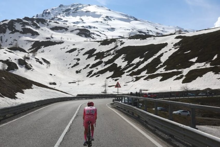 Tadej Pogacar in his way to a fourth stage win on his debut Giro