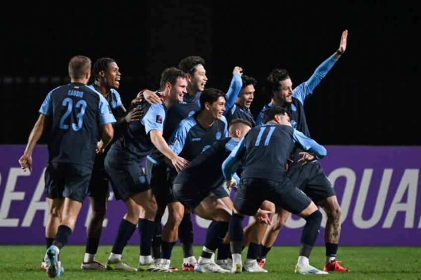 Buriram United players celebrate their second goal during the AFC Champions League Elite f