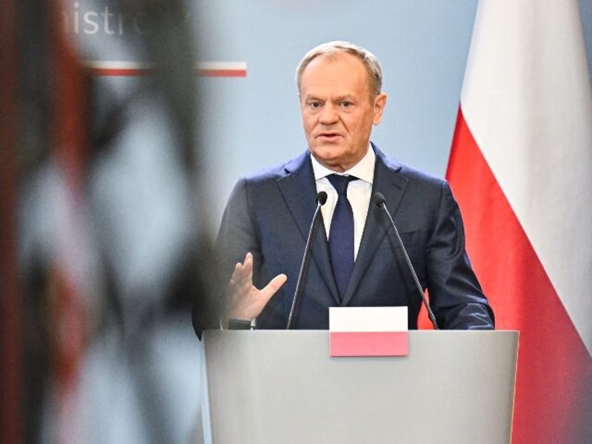 WARSAW, POLAND - MARCH 28: Poland's Prime Minister, Donald Tusk delivers a press statement