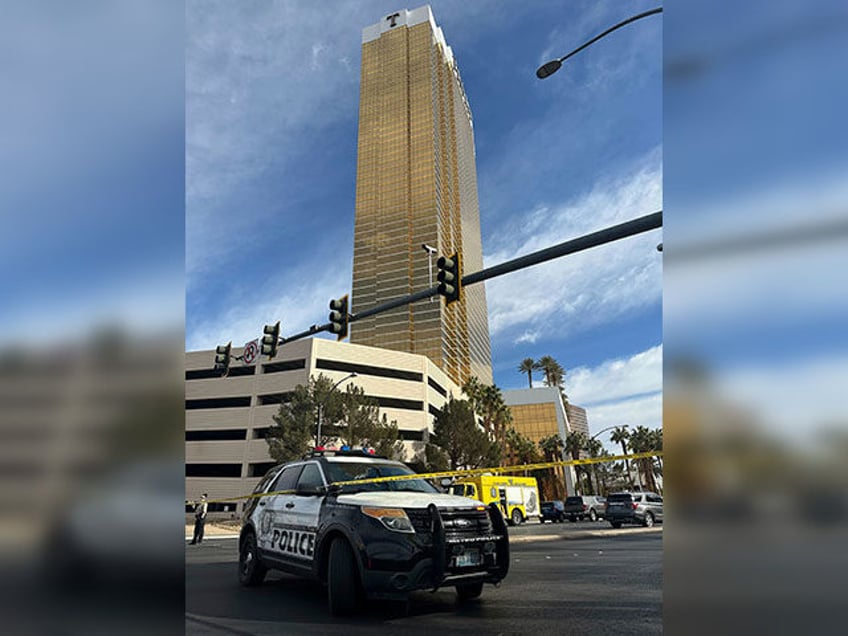 Police block the area after a vehicle caught fire and exploded outside the lobby of Presid