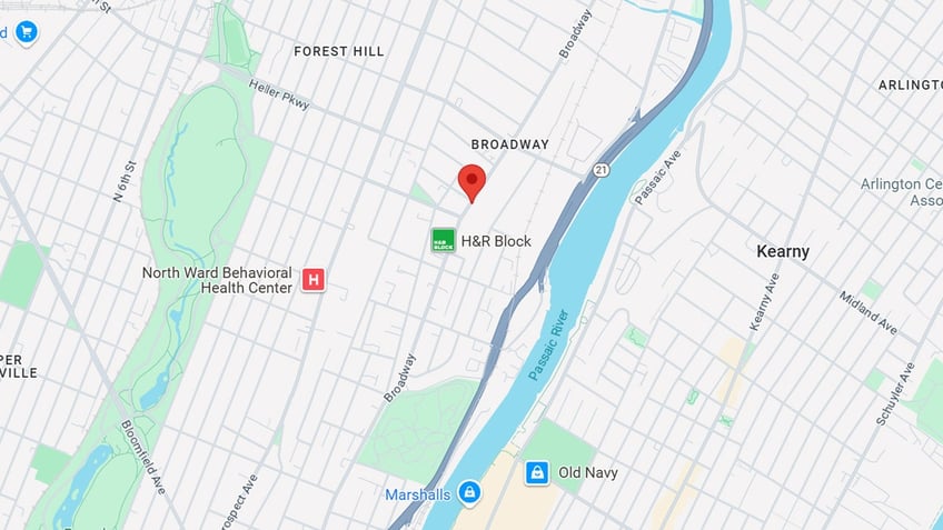 Map view of Newark shooting