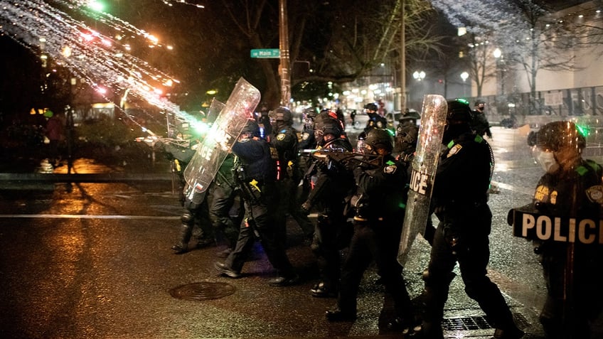 Fireworks hit portland police