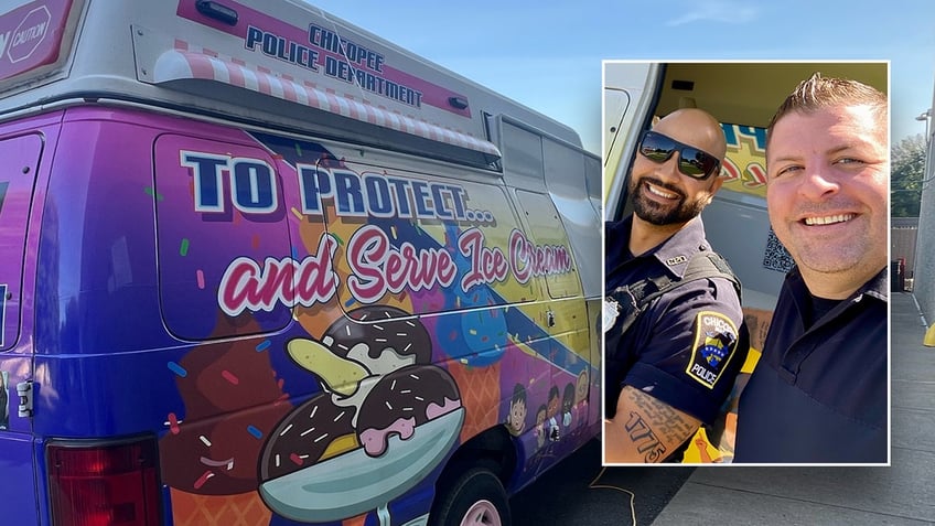 The Chicopee Police Department's ice cream truck slogan is "to protect ... and serve ice cream."