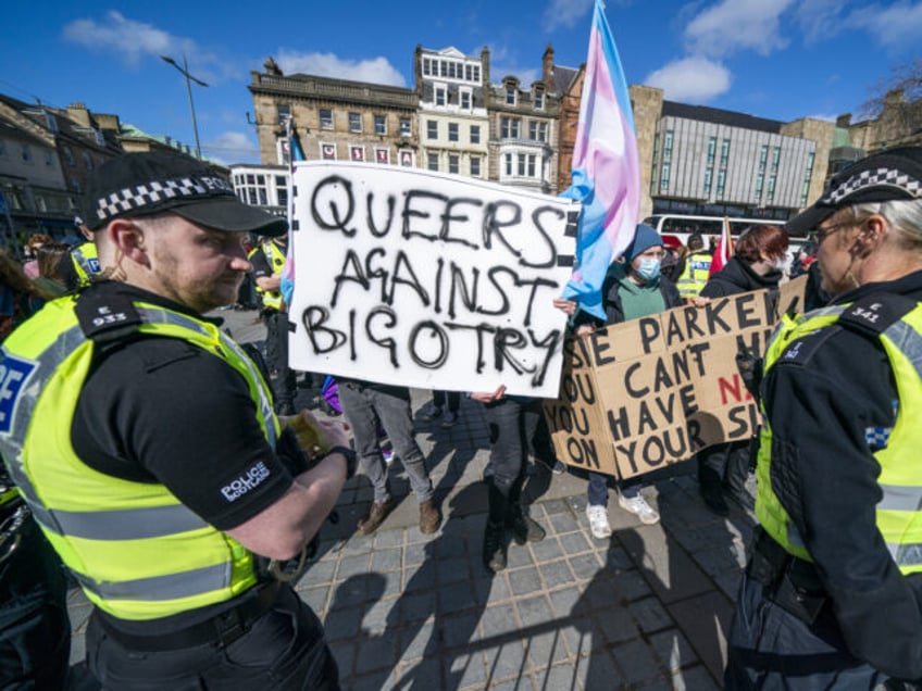 Transgender rights counter protestors disrupt the Let Women Speak rally following the Hate