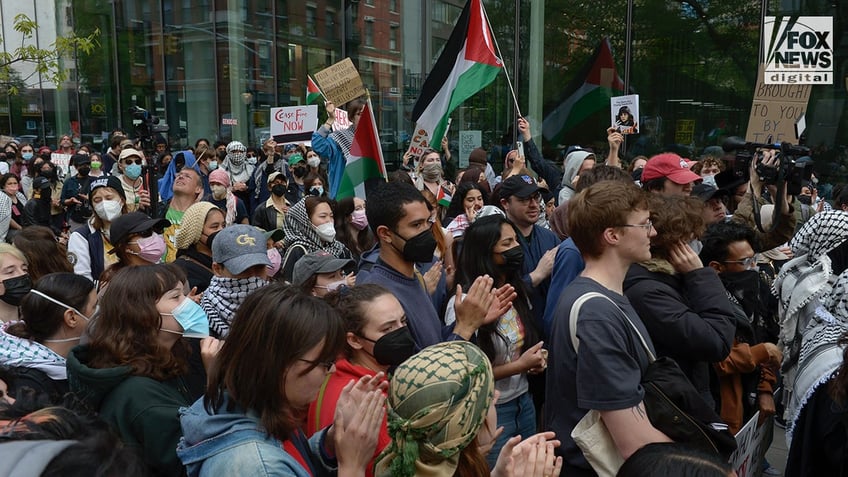 Anti-Israel protesters rally outside of New York University’s campus