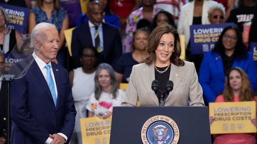 Harris and Biden at a rally