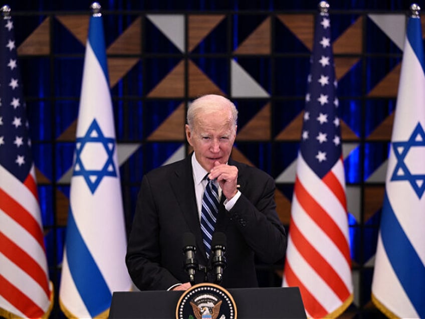US President Joe Biden holds a press conference following a solidarity visit to Israel, on