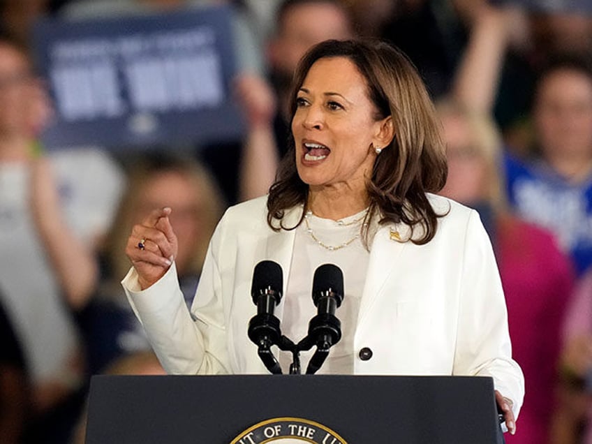 Democratic presidential nominee Vice President Kamala Harris speaks at a campaign rally, A