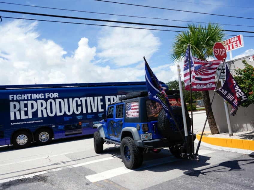 Supporters of Republican presidential nominee former President Donald Trump, who turned ou