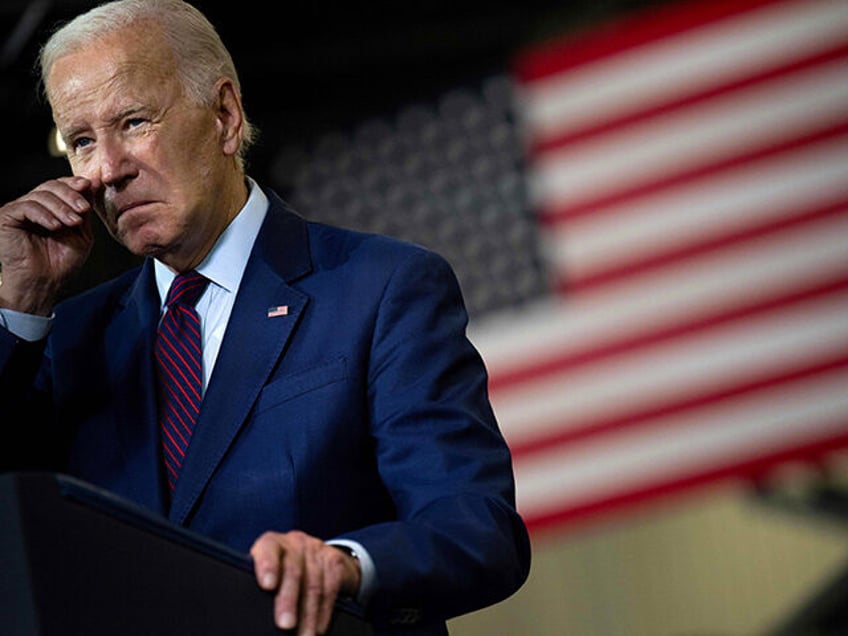 US President Joe Biden speaks about his economic plan "Bidenomics" at Auburn Manufacturing Inc. in Auburn, Maine, on July 28, 2023. (Photo by Brendan Smialowski / AFP) (Photo by BRENDAN SMIALOWSKI/AFP via Getty Images)