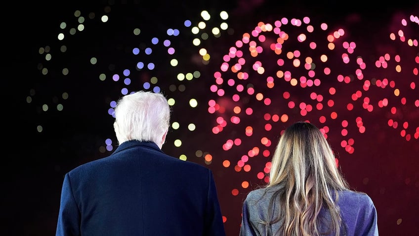 Trump and Melania watch fireworks