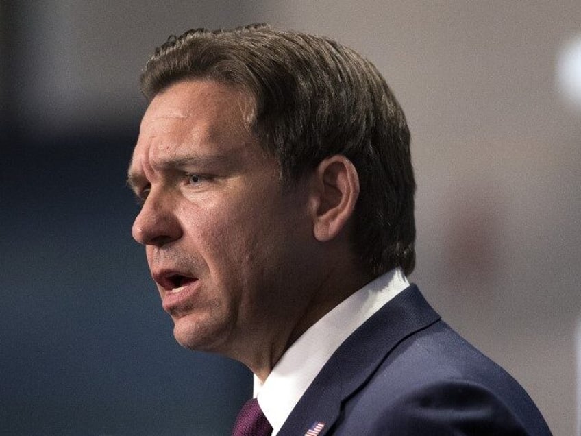 Republican Presidential candidate Florida Gov. Ron DeSantis speaks during the Politics & Eggs program at Saint Anselm College, Friday, Oct. 13, 2023, in Manchester, N.H. (Michael Dwyer/AP)