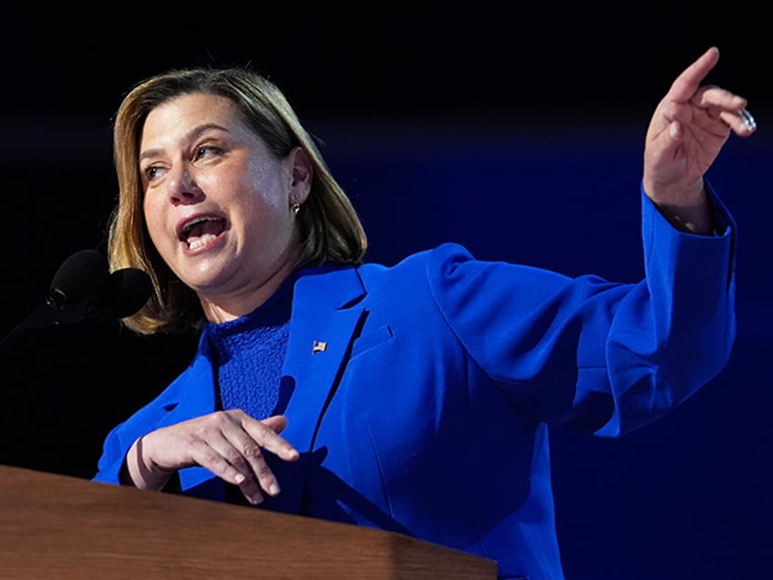 Rep. Elissa Slotkin, D-Mich., speaks during the Democratic National Convention Thursday, Aug. 22, 2024, in Chicago. (AP Photo/Paul Sancya)