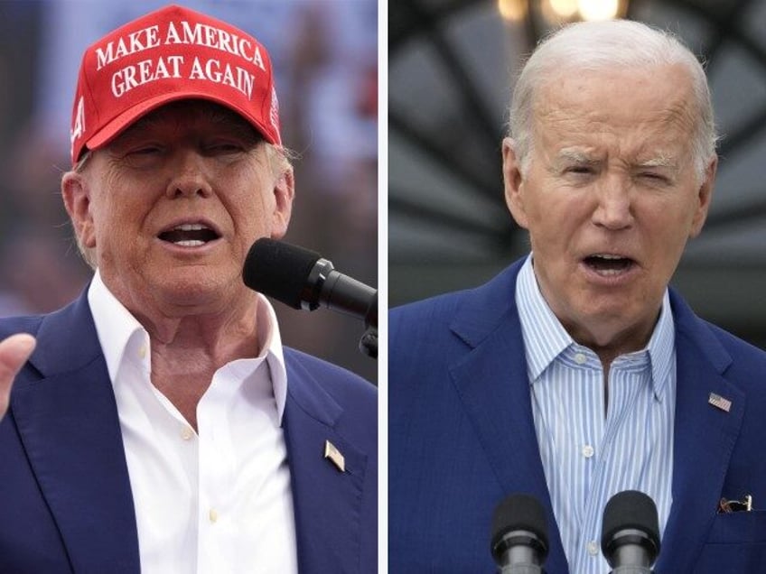 Republican presidential candidate, former President Donald Trump, left, speaks at a campai