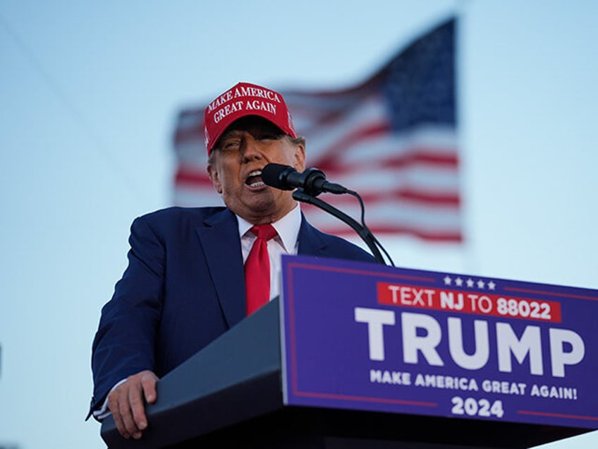 Republican presidential candidate, former President Donald Trump speaks at a campaign rall