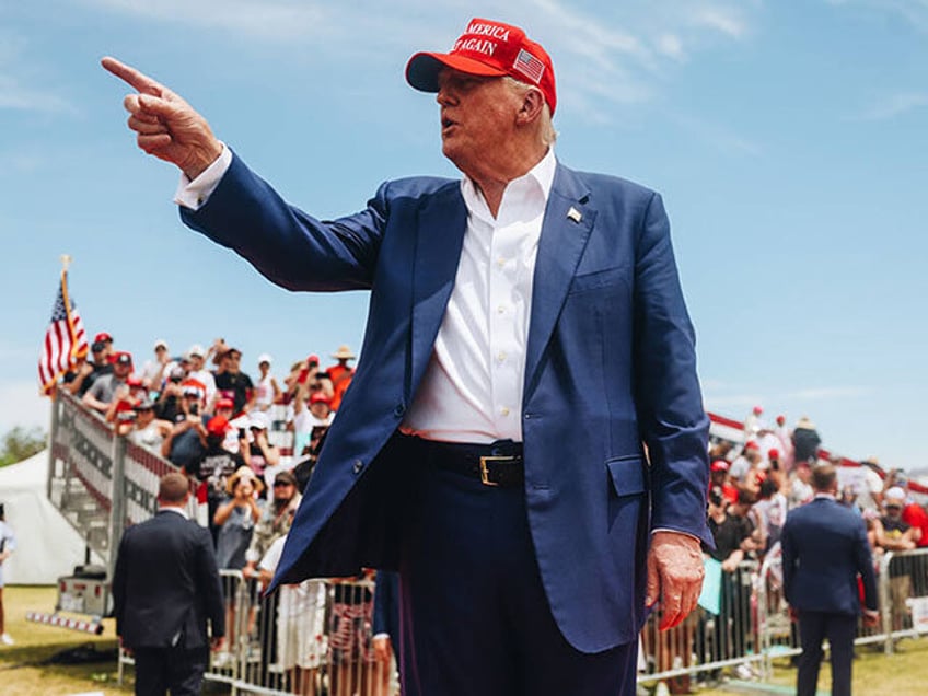 Former President Donald Trump speaks at a rally at Sunset Park on Sunday, June 9, 2024, in