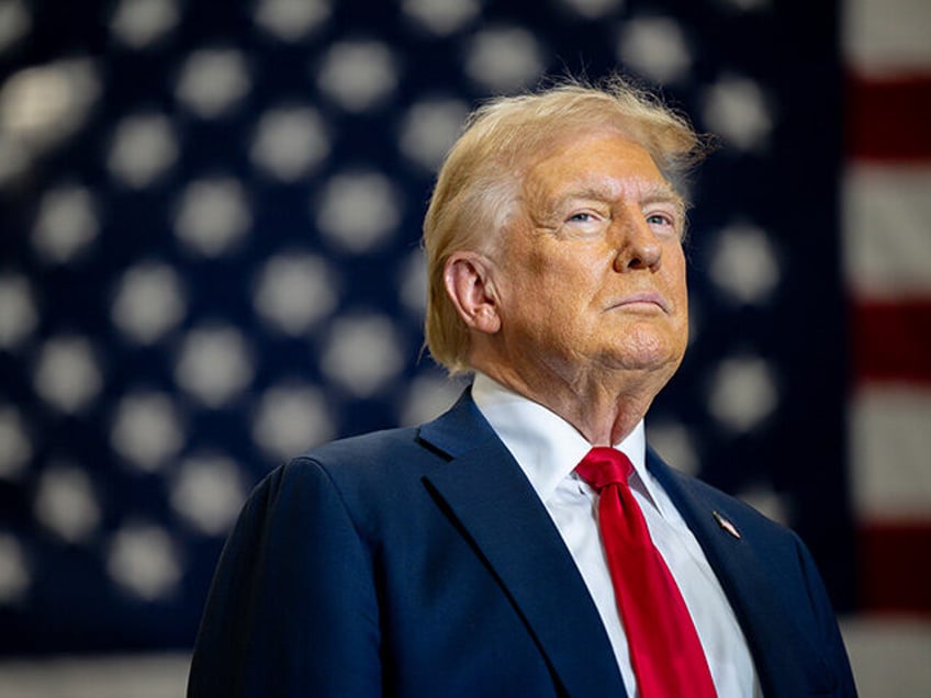 Republican presidential nominee, former U.S. President Donald Trump pauses before speaking