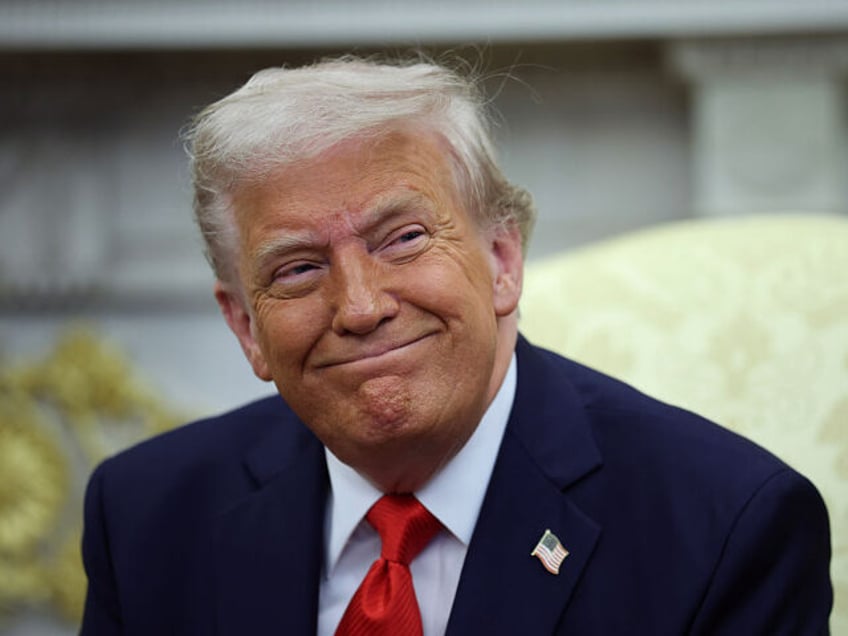 WASHINGTON, DC - APRIL 14: U.S. President Donald Trump smiles as he meets with President N