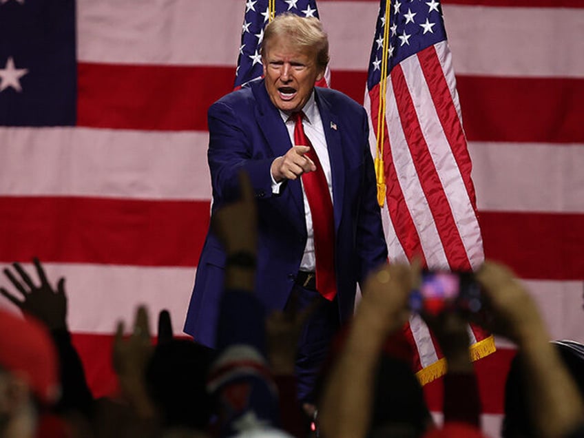 Republican Presidential candidate former U.S. President Donald Trump delivers remarks during a campaign rally at the Reno-Sparks Convention Center on December 17, 2023 in Reno, Nevada. Former U.S. President Trump held a campaign rally as he battles to become the Republican Presidential nominee for the 2024 Presidential election. (Photo by …