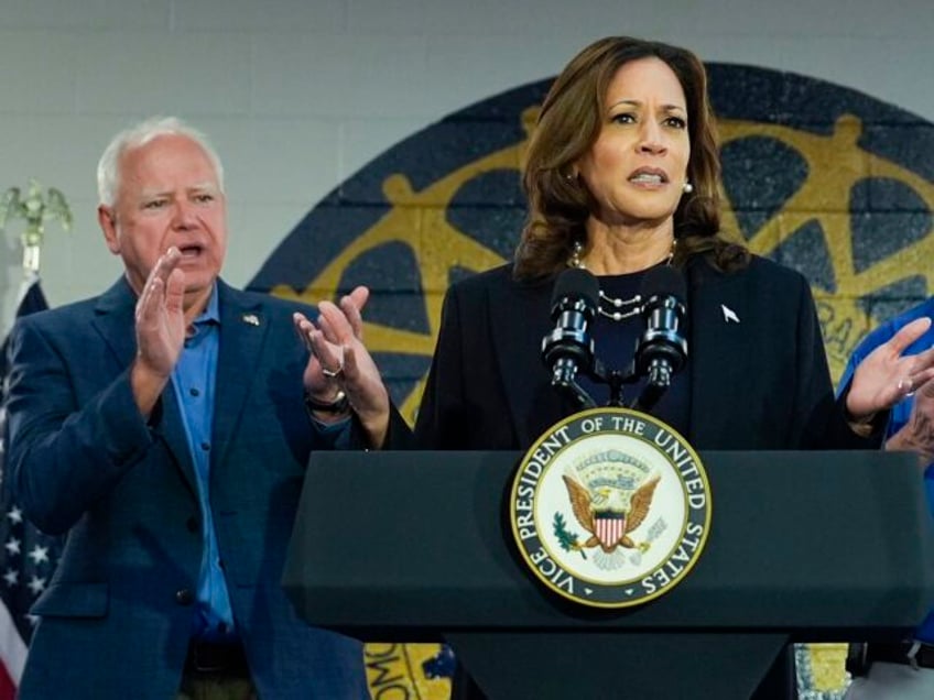 Democratic presidential nominee Vice President Kamala Harris, with Democratic vice preside