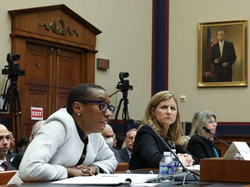 WASHINGTON, DC - DECEMBER 05: (L-R) Dr. Claudine Gay, President of Harvard University, Liz Magill, President of University of Pennsylvania, and Dr. Sally Kornbluth, President of Massachusetts Institute of Technology, testify before the House Education and Workforce Committee at the Rayburn House Office Building on December 05, 2023 in Washington, …