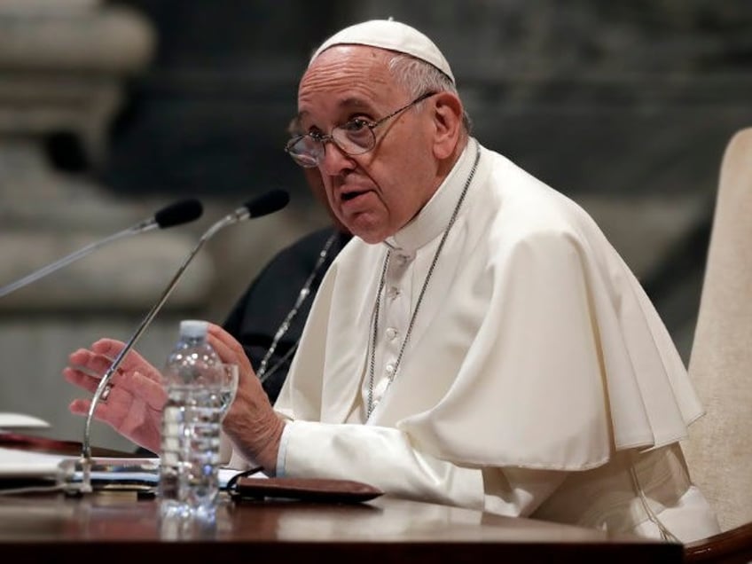 Pope Francis speaks during a meeting with the dioceses of Rome, at the Vatican Basilica of