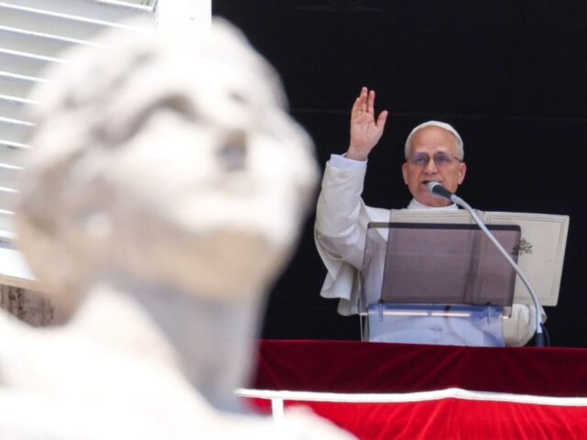 VATICAN CITY, VATICAN - MAY 25: Pope Leo XIV recites his first Regina Coeli address from t