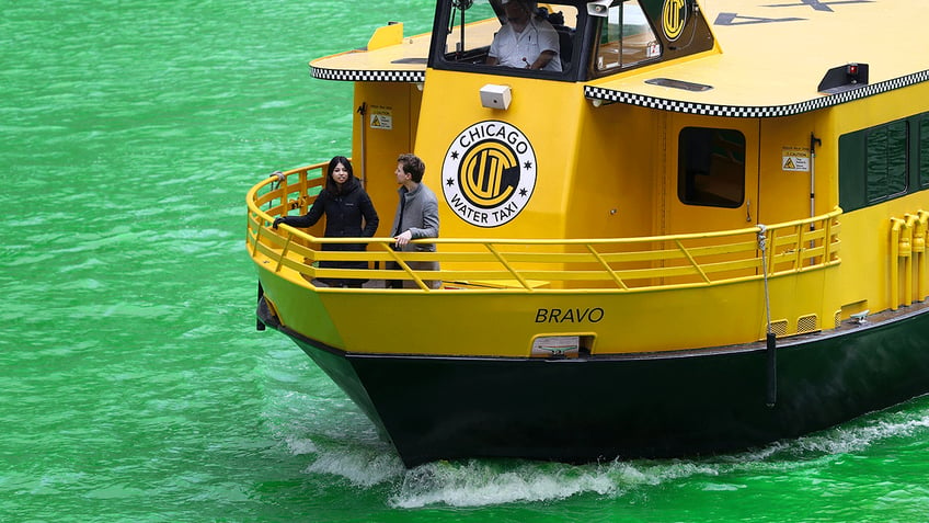 Chicago River dyed green for St. Patrick's Day